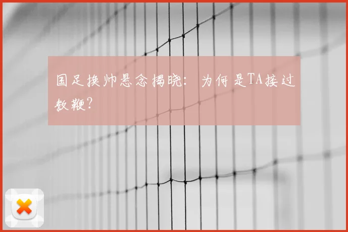 国足换帅悬念揭晓：为何是TA接过教鞭？